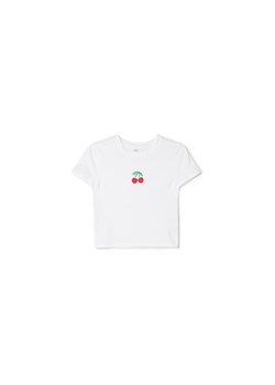 Cropp - Biały t-shirt z haftem - biały ze sklepu Cropp w kategorii Bluzki damskie - zdjęcie 156856257