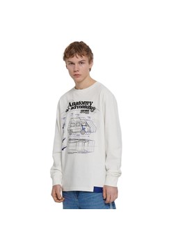 Cropp - Kremowa koszulka longsleeve z nadrukiem - kremowy ze sklepu Cropp w kategorii T-shirty męskie - zdjęcie 156856659