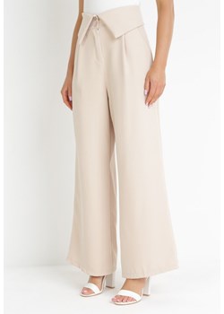 Beżowe Eleganckie Spodnie z Szerokimi Nogawkami i Wysokim Stanem Fidelia ze sklepu Born2be Odzież w kategorii Spodnie damskie - zdjęcie 156880389
