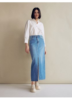 Reserved - Jeansowa spódnica midi - niebieski ze sklepu Reserved w kategorii Spódnice - zdjęcie 156883375