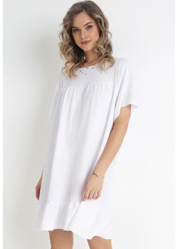 Biała Sukienka Mini z Rozkloszowanym Dołem i Falbanką Neothea ze sklepu Born2be Odzież w kategorii Sukienki - zdjęcie 156884445