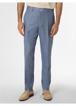 BOSS Męskie spodnie od garnituru modułowego Mężczyźni Regular Fit wełna ze strzyży niebieski wypukły wzór tkaniny ze sklepu vangraaf w kategorii Spodnie męskie - zdjęcie 156886035