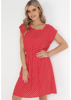 Czerwona Sukienka z Wiskozy w Kropki Tevisa ze sklepu Born2be Odzież w kategorii Sukienki - zdjęcie 156899308