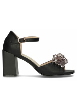Czarne sandały damskie z kryształami na słupku Filippo Ds4633/23 ze sklepu suzana.pl w kategorii Sandały damskie - zdjęcie 156939688