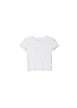 Cropp - Bialy t-shirt z detalem - biały ze sklepu Cropp w kategorii Bluzki damskie - zdjęcie 156944857