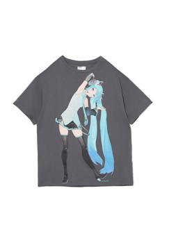 Cropp - Szary T-shirt Hatsune Miku - szary ze sklepu Cropp w kategorii Bluzki damskie - zdjęcie 157028888