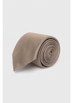 BOSS krawat jedwabny kolor beżowy ze sklepu ANSWEAR.com w kategorii Krawaty - zdjęcie 157029458