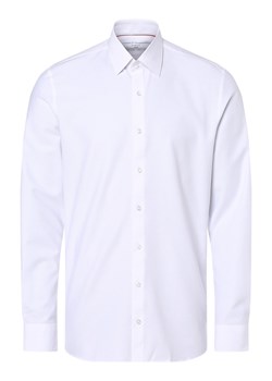 Finshley & Harding Koszula męska łatwa w prasowaniu Mężczyźni Slim Fit Bawełna biały wypukły wzór tkaniny kołnierzyk kent ze sklepu vangraaf w kategorii Koszule męskie - zdjęcie 157035425