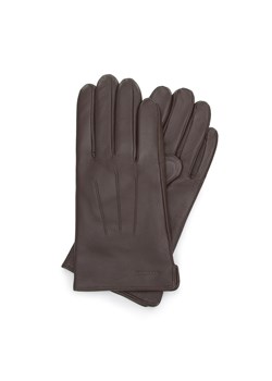 Męskie rękawiczki skórzane z przeszyciami brązowe ze sklepu WITTCHEN w kategorii Rękawiczki męskie - zdjęcie 157050259
