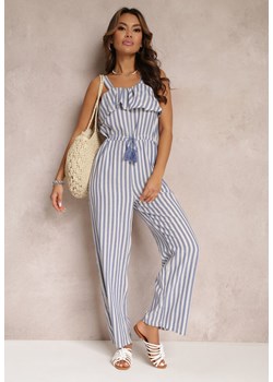 Biało-Niebieski Kombinezon Klezmer ze sklepu Renee odzież w kategorii Kombinezony damskie - zdjęcie 157053318