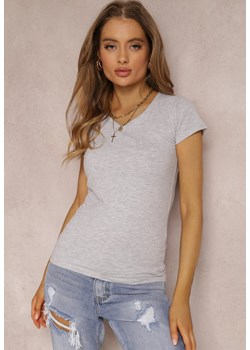 Jasnoszary T-shirt Mirasura ze sklepu Renee odzież w kategorii Bluzki damskie - zdjęcie 157053815