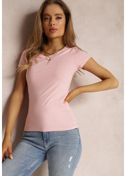 Jasnoróżowy T-shirt Mirasura ze sklepu Renee odzież w kategorii Bluzki damskie - zdjęcie 157053845