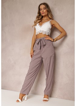 Ciemnofioletowe Spodnie Xenvia ze sklepu Renee odzież w kategorii Spodnie damskie - zdjęcie 157055355