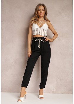 Czarne Szerokie Spodnie z Bawełny Pholnih ze sklepu Renee odzież w kategorii Spodnie damskie - zdjęcie 157055919