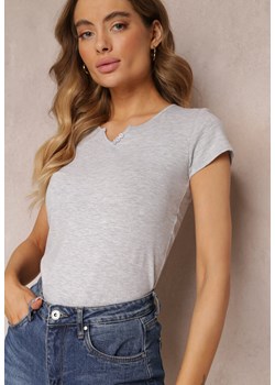 Jasnoszary T-shirt Petomeine ze sklepu Renee odzież w kategorii Bluzki damskie - zdjęcie 157056365
