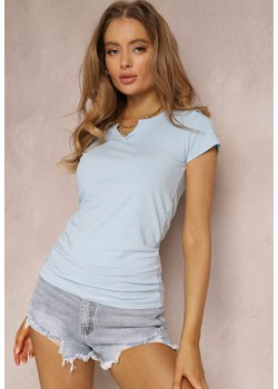 Jasnoniebieski T-shirt Petomeine ze sklepu Renee odzież w kategorii Bluzki damskie - zdjęcie 157056485