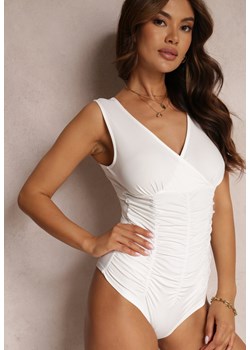 Białe Body z Marszczeniami Athizusei ze sklepu Renee odzież w kategorii Bluzki damskie - zdjęcie 157057098