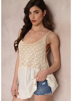 Jasnobeżowy Top Szydełkowy Arethishia ze sklepu Renee odzież w kategorii Bluzki damskie - zdjęcie 157057197