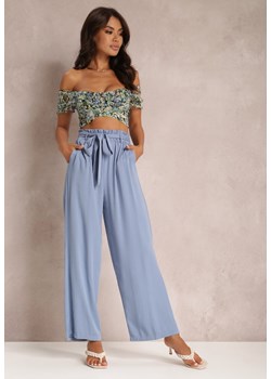 Niebieskie Spodnie Szerokie Phiorephis ze sklepu Renee odzież w kategorii Spodnie damskie - zdjęcie 157058627