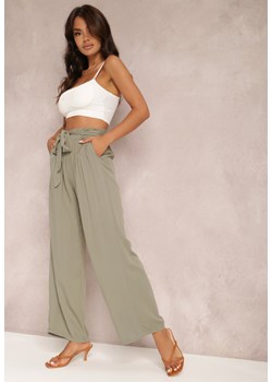 Ciemnozielone Spodnie Szerokie Phiorephis ze sklepu Renee odzież w kategorii Spodnie damskie - zdjęcie 157058637