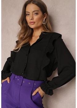 Czarna Koszula z Falbankami Glorise ze sklepu Renee odzież w kategorii Koszule damskie - zdjęcie 157059585