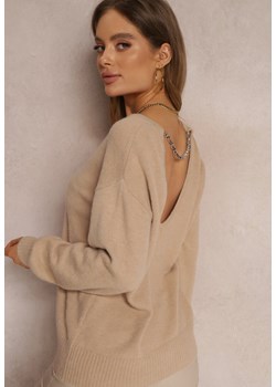 Beżowy Sweter z Łańcuszkiem Ampenia ze sklepu Renee odzież w kategorii Swetry damskie - zdjęcie 157059739