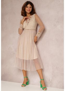Jasnobeżowa Sukienka Agathusa ze sklepu Renee odzież w kategorii Sukienki - zdjęcie 157060797
