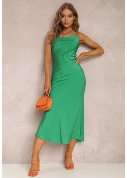 Zielona Satynowa Sukienka Amporeia ze sklepu Renee odzież w kategorii Sukienki - zdjęcie 157062259