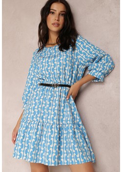 Niebieska Sukienka z Paskiem Kaliphae ze sklepu Renee odzież w kategorii Sukienki - zdjęcie 157063178