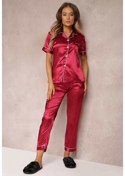 Bordowy Komplet Piżamowy Hekinca ze sklepu Renee odzież w kategorii Piżamy damskie - zdjęcie 157063987