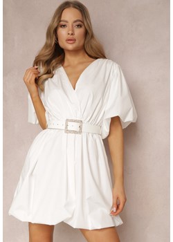 Biała Sukienka z Paskiem Galale ze sklepu Renee odzież w kategorii Sukienki - zdjęcie 157064637