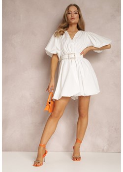 Biała Sukienka z Paskiem Galale ze sklepu Renee odzież w kategorii Sukienki - zdjęcie 157064638