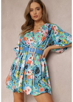 Niebieska Sukienka z Paskiem Kasare ze sklepu Renee odzież w kategorii Sukienki - zdjęcie 157064846