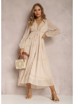 Beżowa Sukienka Endeina ze sklepu Renee odzież w kategorii Sukienki - zdjęcie 157064856