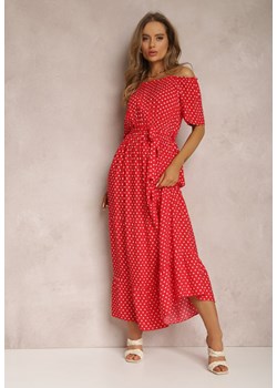 Czerwona Sukienka z Wiskozy Ampolea ze sklepu Renee odzież w kategorii Sukienki - zdjęcie 157065165