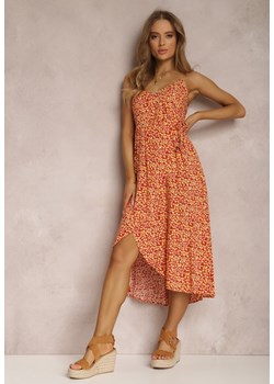 Czerwono-Żółta Sukienka z Wiskozy Dorano ze sklepu Renee odzież w kategorii Sukienki - zdjęcie 157065555