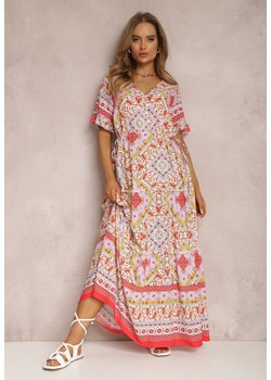 Biało-Różowa Sukienka z Wiskozy Olonice ze sklepu Renee odzież w kategorii Sukienki - zdjęcie 157065625