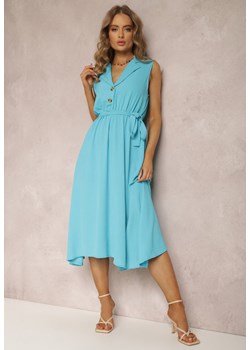 Niebieska Sukienka z Paskiem Phellialla ze sklepu Renee odzież w kategorii Sukienki - zdjęcie 157066586