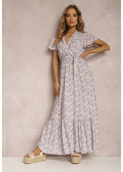 Biało-Różowa Sukienka z Wiskozy Rhenane ze sklepu Renee odzież w kategorii Sukienki - zdjęcie 157066836
