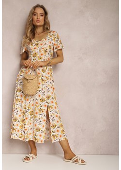 Żółto-Biała Sukienka Alemameia ze sklepu Renee odzież w kategorii Sukienki - zdjęcie 157067388