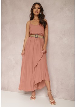 Różowa Sukienka z Paskiem Auxonia ze sklepu Renee odzież w kategorii Sukienki - zdjęcie 157067467