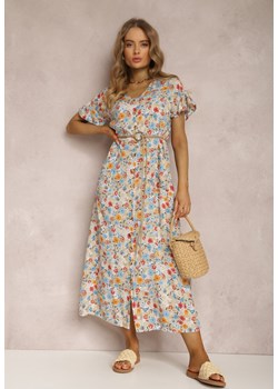 Jasnobeżowa Sukienka z Paskiem Caeonia ze sklepu Renee odzież w kategorii Sukienki - zdjęcie 157067808