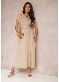 Beżowa Sukienka Kopertowa Appephone ze sklepu Renee odzież w kategorii Sukienki - zdjęcie 157068877