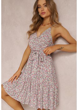 Biało-Różowa Sukienka z Wiskozy Droz ze sklepu Renee odzież w kategorii Sukienki - zdjęcie 157069486