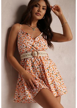 Pomarańczowy Kombinezon z Paskiem Filese ze sklepu Renee odzież w kategorii Kombinezony damskie - zdjęcie 157069796