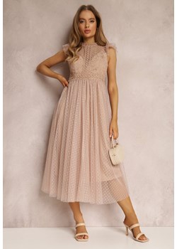 Beżowa Sukienka Canissa ze sklepu Renee odzież w kategorii Sukienki - zdjęcie 157069896