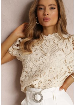 Beżowa Bluzka Koronkowa Fanoos ze sklepu Renee odzież w kategorii Bluzki damskie - zdjęcie 157070039