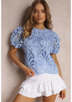 Jasnoniebieska Bluzka Koronkowa Fanoos ze sklepu Renee odzież w kategorii Bluzki damskie - zdjęcie 157070798