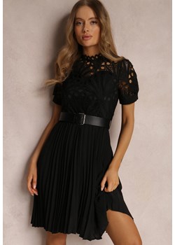 Czarna Sukienka z Paskiem Stelly ze sklepu Renee odzież w kategorii Sukienki - zdjęcie 157071268