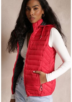 Czerwona Kamizelka Pikowana z Kapturem Cicco ze sklepu Renee odzież w kategorii Kamizelki damskie - zdjęcie 157072498